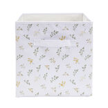 Pani&egrave;re de rangement Box Cube cartonn&eacute;e blanc motif feuillage 31x31xH29cm