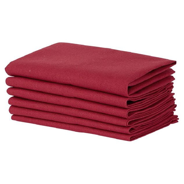 Serviette en coton uni Rouge x6