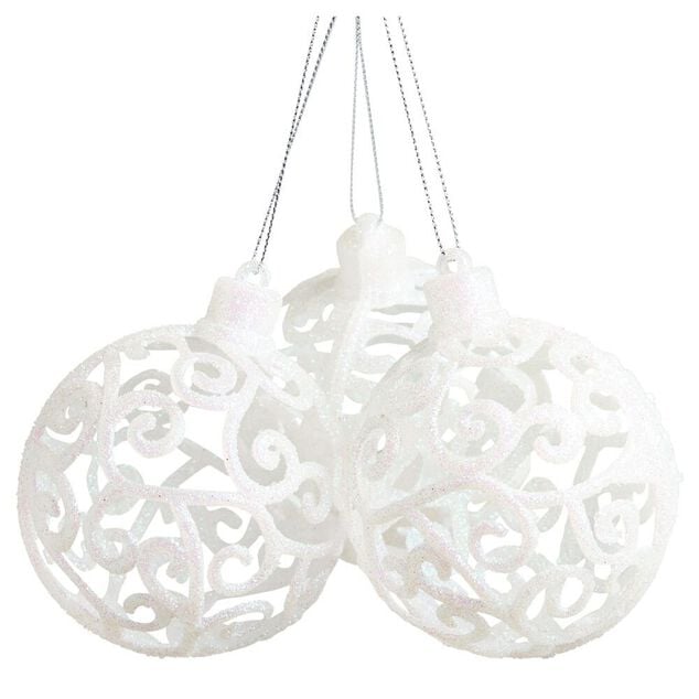 Boule de Noël baroque blanc Ø8cm x3