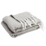 Plaid &agrave; franges uni gris 130x160cm