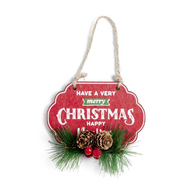 Décoration de Noël pancarte Merry Christmas à susprendre H8cm - 2 modèles