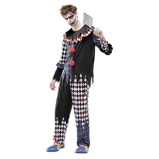 D&eacute;guisement adulte clown ensanglant&eacute; damier Halloween
