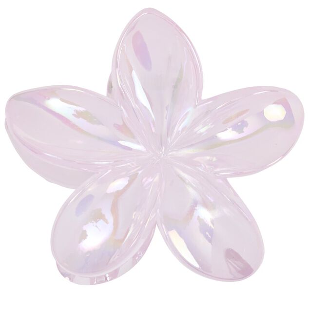 Pince cheveux fleur de tiar&eacute; plastique rose L10cm