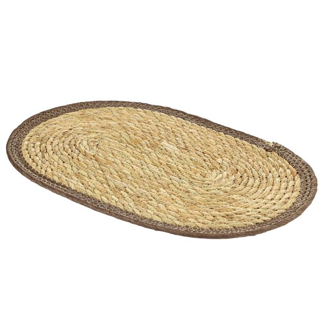 Set de table ovale jute naturel et bord marron 30x45cm