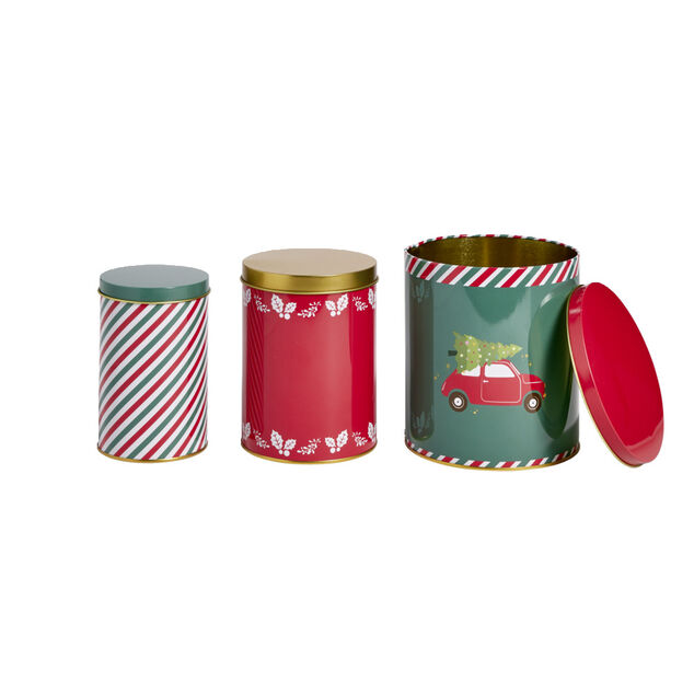 Lot de 3 boîtes alimentaires en métal décor Noël 3 tailles