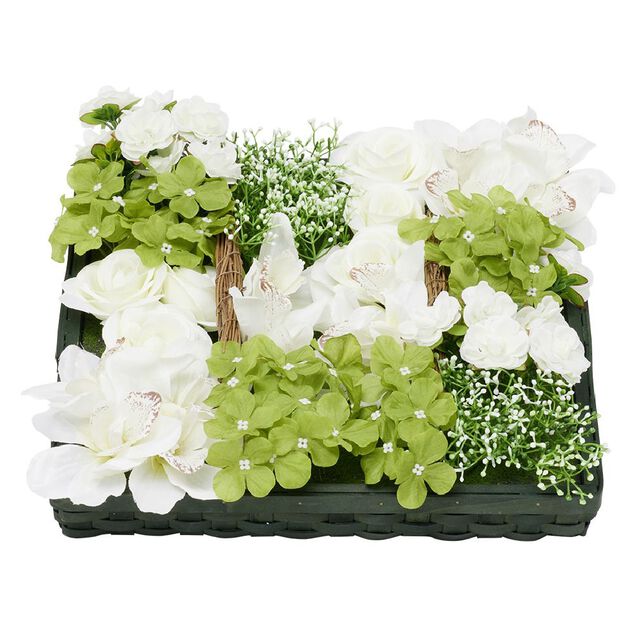 Coussin printanier fleur artificielle 36x36xH10cm