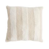 Coussin carr&eacute; d&eacute;co fourrure Teddy motif beige 45x45cm (2 mod&egrave;les)