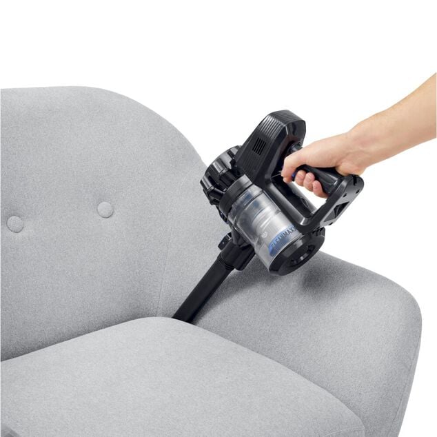 Aspirateur balai sans fil 6 accessoires CleanMaxx noir et bleu H109cm