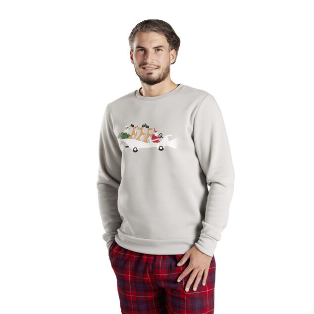 Pull de Noël homme voiture rennes et Père Noël - M/L/XL