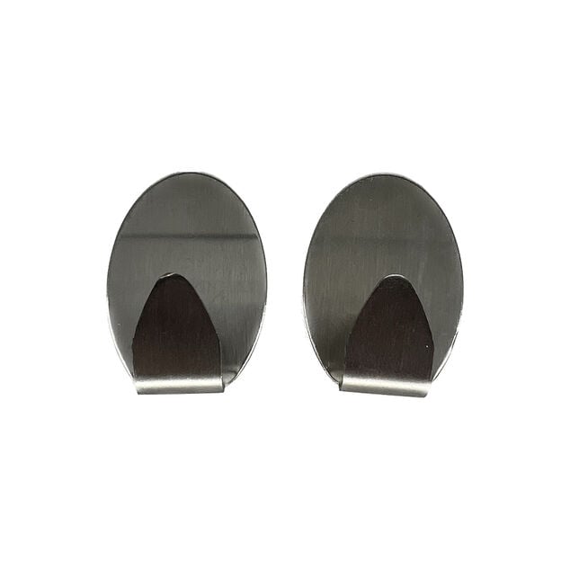 Crochet adh&eacute;sif acier x2 &Oslash;2,5cm gris