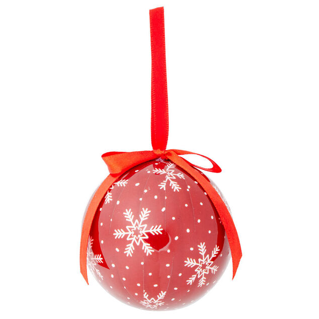 Boule de No&euml;l style traditionnel rouge et blanc &Oslash;8cm - 2 mod&egrave;les