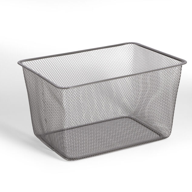 Bac de rangement m&eacute;tal rouge ou gris 41x29,5xH23cm