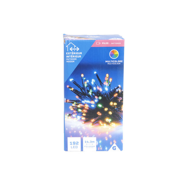 Guirlande lumineuse extérieur à piles 192LED multicolores 14,3m