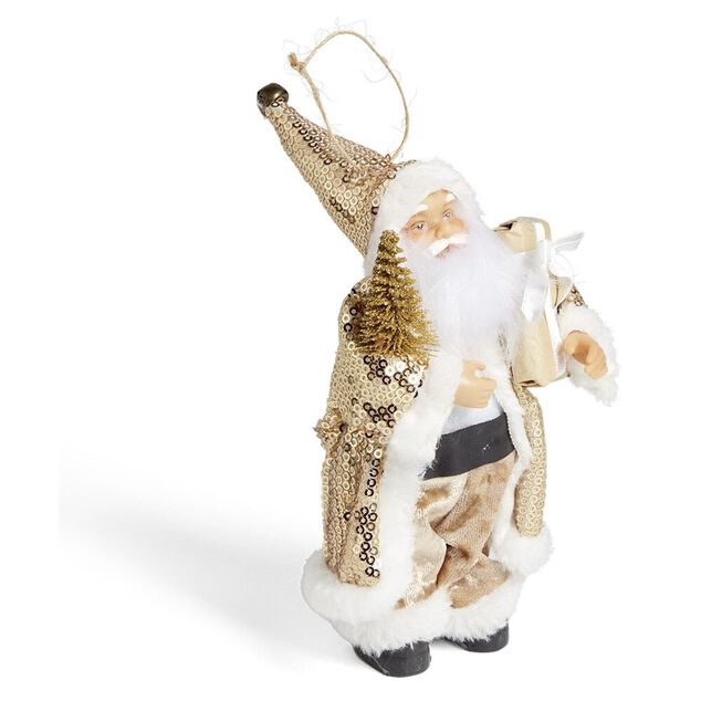 Figurine P&egrave;re No&euml;l dor&eacute; et blanc H18cm