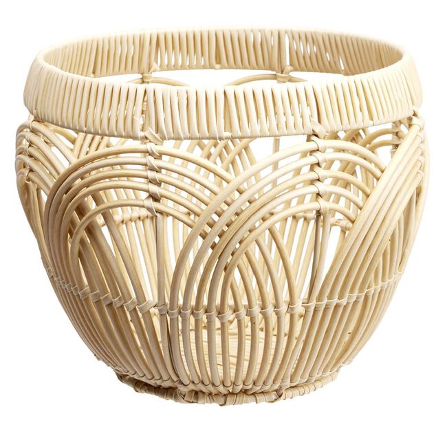 Corbeille ronde imitation rotin