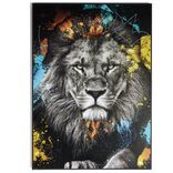 Cadre d&eacute;co en bois colorful photo lion 50x70cm