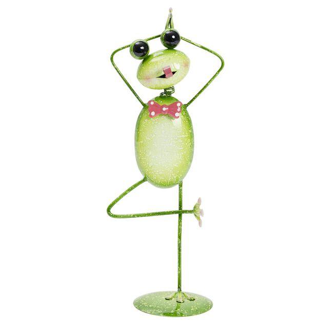 D&eacute;coration de jardin &agrave; poser en m&eacute;tal forme grenouille yoga H37cm (3 mod&egrave;les)