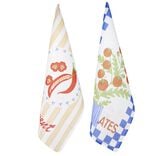 Torchon x2 coton motif tomates et piments 45x65cm