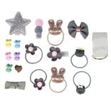 Accessoires pour cheveux 18 pièces élastique/barette/pince/ruban