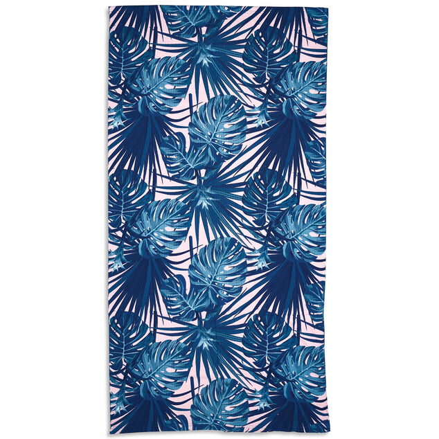 Sac serviette de plage 2 en 1 tropical bleu et rose
