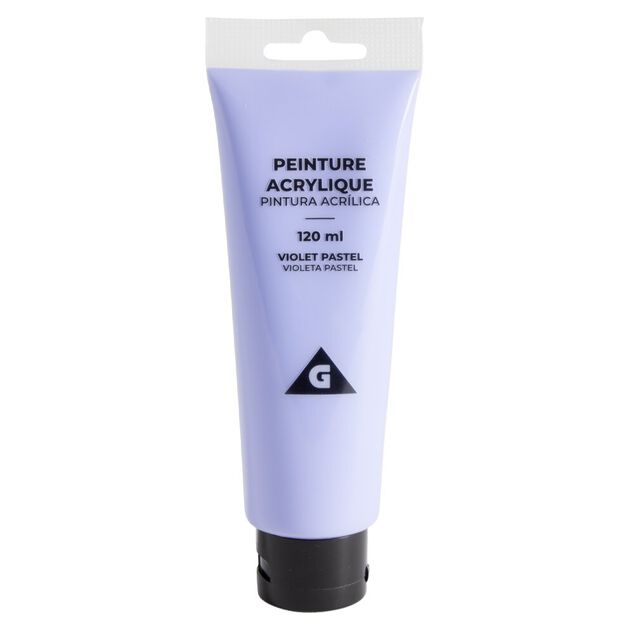Tube de peinture acrylique violet pastel 120ml