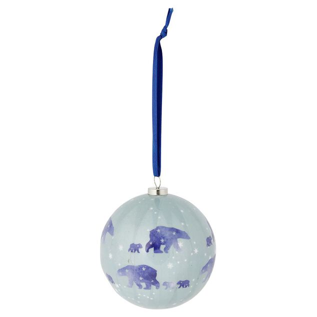 Boule de No&euml;l motif banquise bleu et blanc &Oslash;8cm - 3 mod&egrave;les