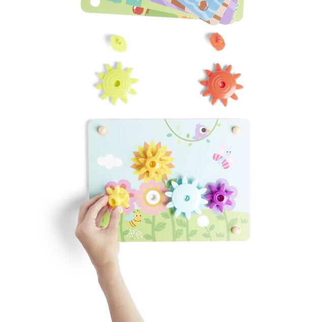 Jeu d'engrenage avec cartes en bois 19 pièces