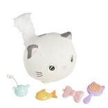 Peluche chaton interactif tissage laine blanc avec accessoires Ø19xH19cm