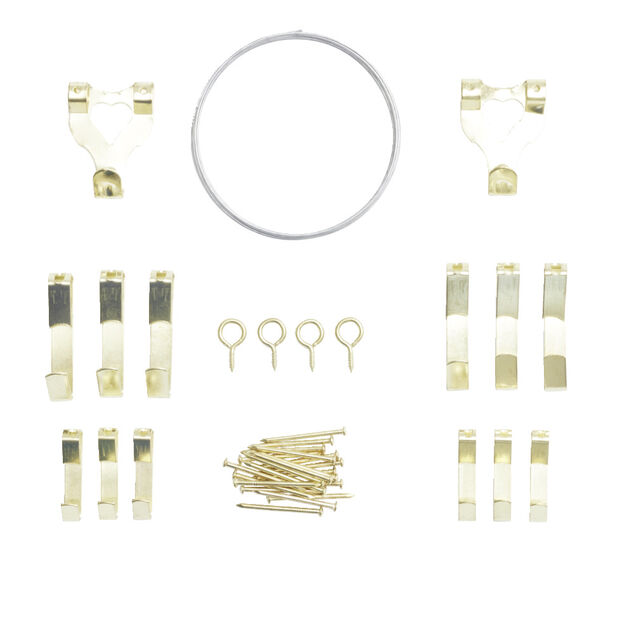 Attache crochet et vis dor&eacute; 39 pi&egrave;ces pour cadre et tableau