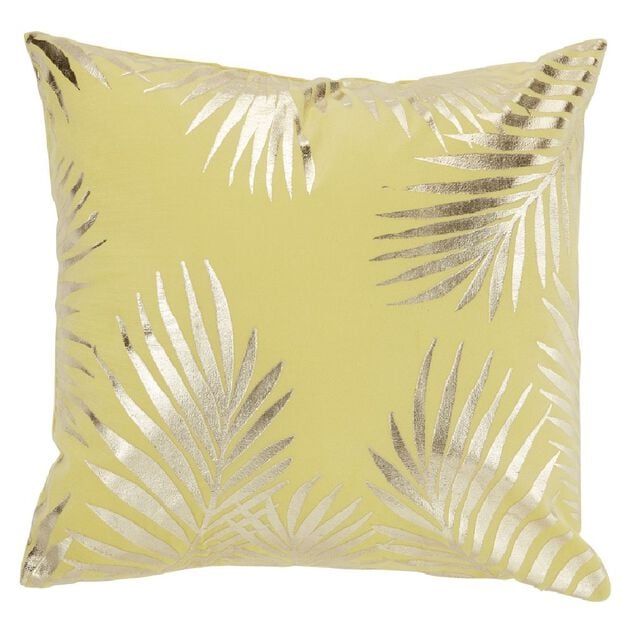 Housse de coussin imitation velours 40x40cm jaune moutarde motif argent&eacute;