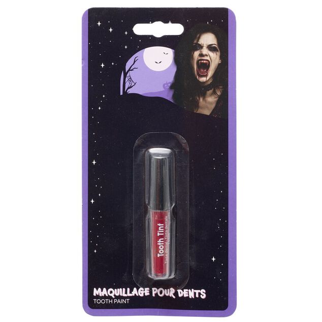 Maquillage Halloween peinture dents tube couleur (2 mod&egrave;les rouge ou noir)