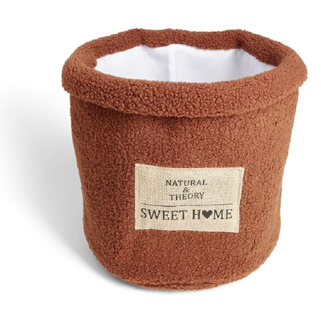 Pani&egrave;re laine boucl&eacute;e marron 30xH26cm