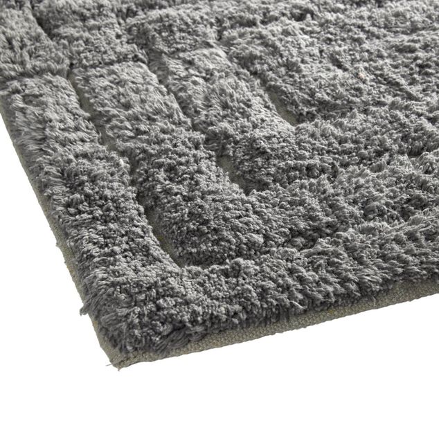 Tapis salle de bain rectangulaire coton gris 45x70cm