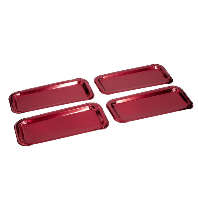 Plat &agrave; cake x4 en carton rouge 15,5x34cm