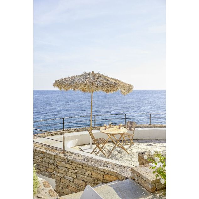 Parasol centr&eacute; Laos &Oslash;270xH245cm bambou et plamier