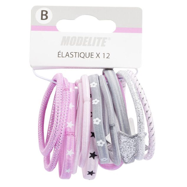 &Eacute;lastique sans m&eacute;tal rose x12