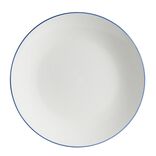 Assiette plate porcelaine blanc liser&eacute; bleu fonc&eacute; &Oslash;26,5cm