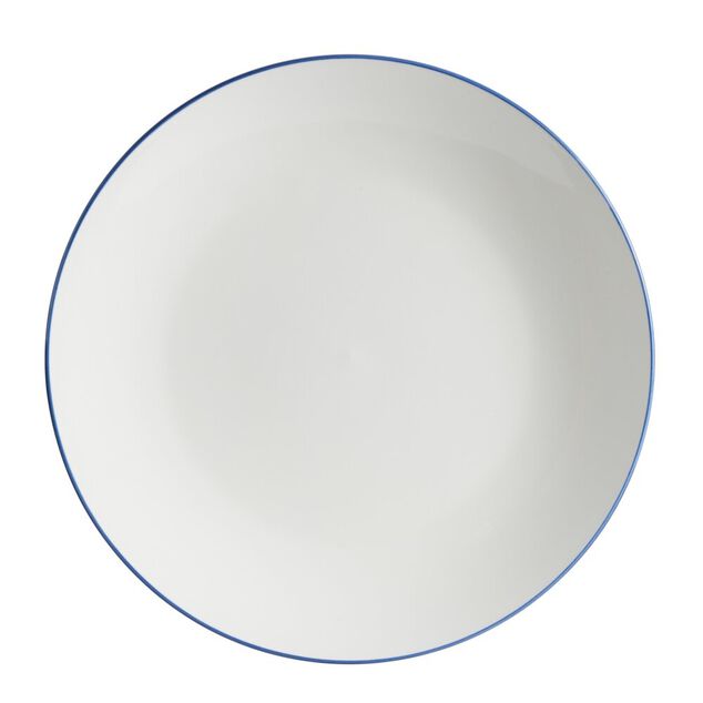 Assiette plate porcelaine blanc liser&eacute; bleu fonc&eacute; &Oslash;26,5cm