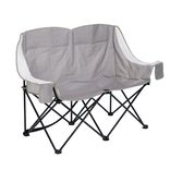 Fauteuil de camping 2 places pliable tissu gris 141x56xH96cm