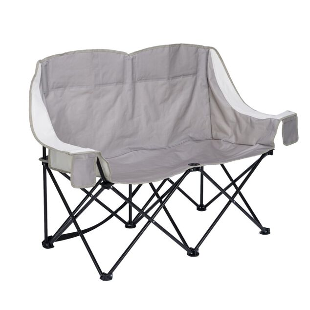 Fauteuil de camping 2 places pliable tissu gris 141x56xH96cm