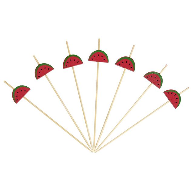 Pique pour ap&eacute;ritif d&eacute;cor past&eacute;que, ananas, cactus ou flamand rose en bambou x30