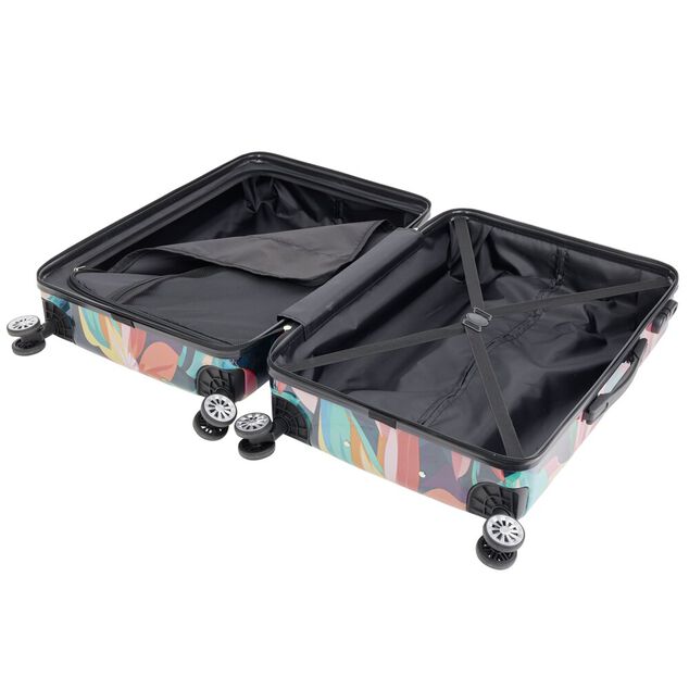 Valise cabine 63L trolley 4 roulettes motif floral tropical 45x26xH66,5cm