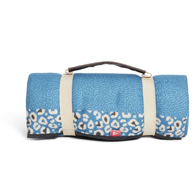 Tapis de pique-nique avec poign&eacute;e polyester bleu 125x150cm