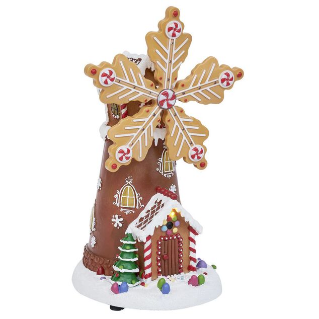 Moulin &agrave; vent lumineux musical anim&eacute; 18LED H22cm