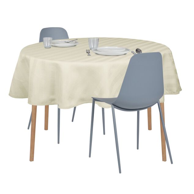 Nappe ronde tissu texturée ton sur ton unie beige Ø140cm
