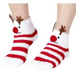 Coffret chaussettes en maille doudou motif Renne rayé rouge
