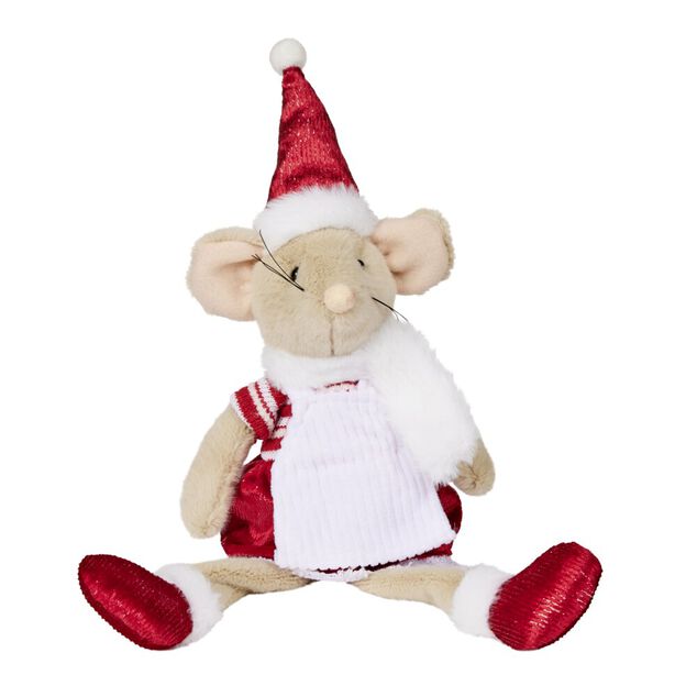Souris de No&euml;l effet fourrure &agrave; poser H45cm (2 mod&egrave;les)