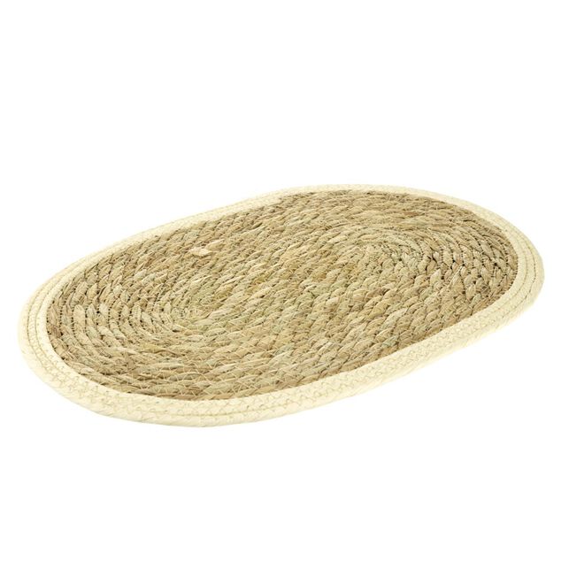 Set de table ovale jute naturel et bord beige 30x45cm