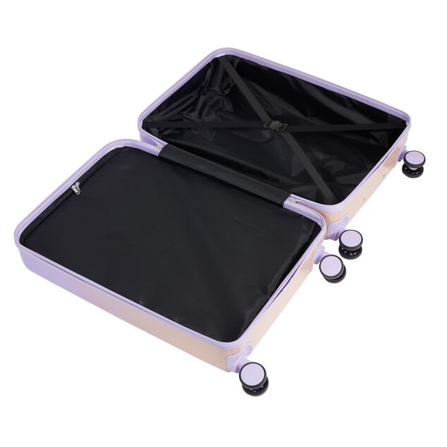 Valise cabine 32L trolley 4 roulettes d&eacute;grad&eacute; violet et rose 35x20xH55cm