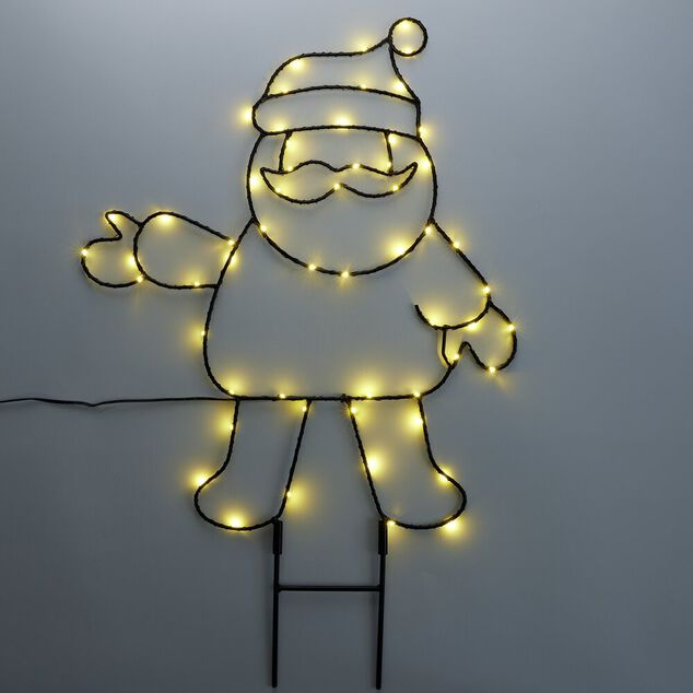 P&egrave;re No&euml;l &agrave; planter lumineux 56LED m&eacute;tal H61cm